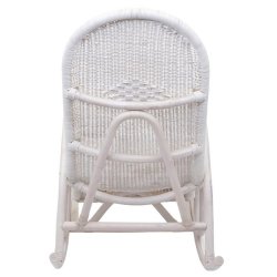 Gyngestol - hvid rattan flet gyngestol med gr� pude