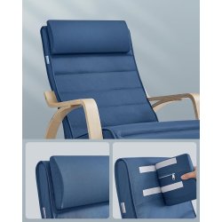 Gyngestol i birketr� med justerbar fodst�tte - bl� hynde