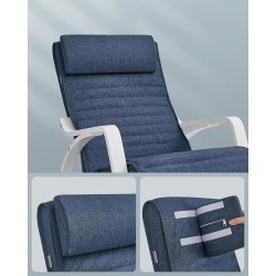 Gyngestol i birketr� med justerbar fodst�tte - bl� hynde