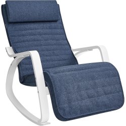 Gyngestol i birketr� med justerbar fodst�tte - bl� hynde