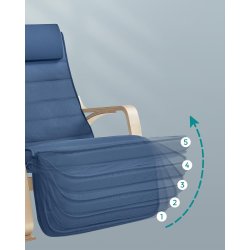 Gyngestol i birketr� med justerbar fodst�tte - bl� hynde