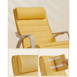 Gyngestol i birketr� med justerbar fodst�tte - gul hynde