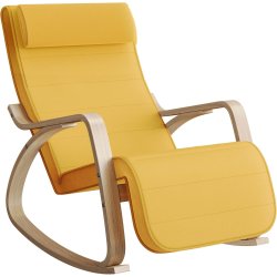 Gyngestol i birketr� med justerbar fodst�tte - gul hynde