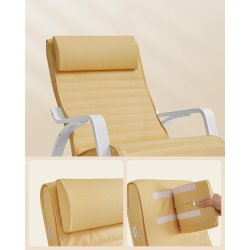 Gyngestol i birketr� med justerbar fodst�tte - gul hynde