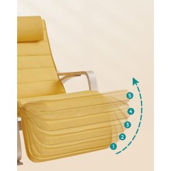 Gyngestol i birketr� med justerbar fodst�tte - gul hynde