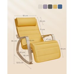 Gyngestol i birketr� med justerbar fodst�tte - gul hynde