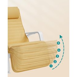 Gyngestol i birketr� med justerbar fodst�tte - gul hynde