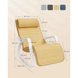 Gyngestol i birketr� med justerbar fodst�tte - gul hynde