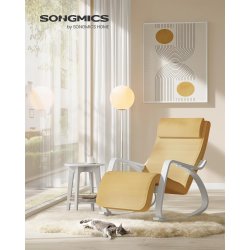 Gyngestol i birketr� med justerbar fodst�tte - gul hynde