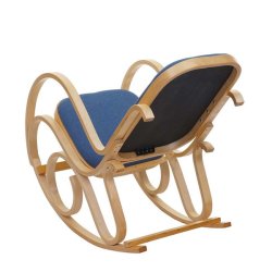 Gyngestol lavet af birketr� med bl�t stof p� stofs�de - rokkestol