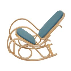 Gyngestol lavet af birketr� med gr�nt stof p� stofs�de - rokkestol