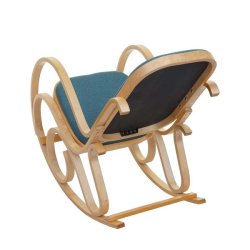 Gyngestol lavet af birketr� med gr�nt stof p� stofs�de - rokkestol