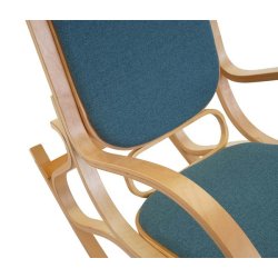 Gyngestol lavet af birketr� med gr�nt stof p� stofs�de - rokkestol