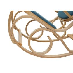 Gyngestol lavet af birketr� med gr�nt stof p� stofs�de - rokkestol