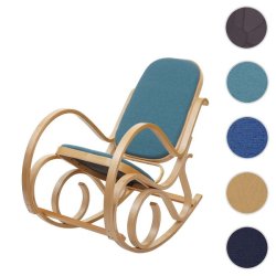 Gyngestol lavet af birketr� med gr�nt stof p� stofs�de - rokkestol