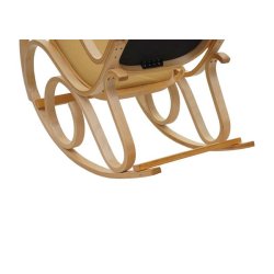 Gyngestol lavet af birketr� med gult stof p� stofs�de - rokkestol