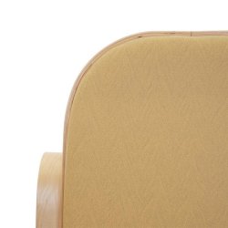 Gyngestol lavet af birketr� med gult stof p� stofs�de - rokkestol