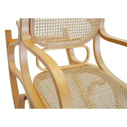 Gyngestol lavet af birketr� med rattan flet p� s�de - rokkestol