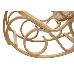 Gyngestol lavet af birketr� med rattan flet p� s�de - rokkestol