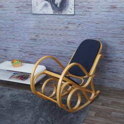 Gyngestol lavet af egetr� med antracit gr�t stof p� stofs�de