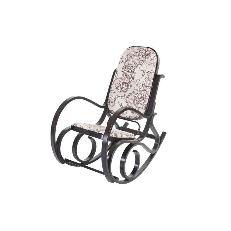 Gyngestol lavet af valn�ddetr� med brun Jacquard stof