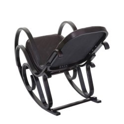 Gyngestol lavet af valn�ddetr� med brun patchwork l�der