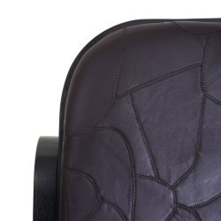 Gyngestol lavet af valn�ddetr� med brun patchwork l�der