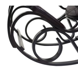 Gyngestol lavet af valn�ddetr� med brun patchwork l�der