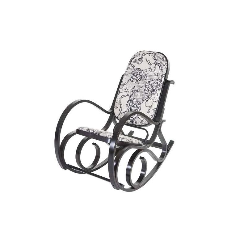 Gyngestol lavet af valn�ddetr� med sort Jacquard stof