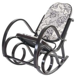 Gyngestol lavet af valn�ddetr� med sort Jacquard stof