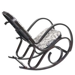 Gyngestol lavet af valn�ddetr� med sort Jacquard stof