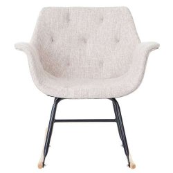 Gyngestol med arml�n - lysegr� tekstil stof gyngestol