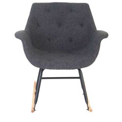 Gyngestol med arml�n - gr� tekstil stof gyngestol