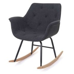 Gyngestol med arml�n - m�rkegr� tekstil stof gyngestol