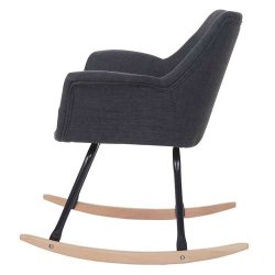 Gyngestol med arml�n - m�rkegr� tekstil stof gyngestol