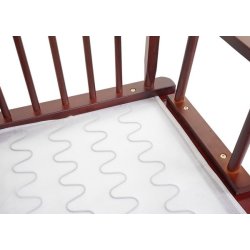 Gyngestol med arml�n - gyngestol i brunt tr� med brunt stof