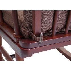 Gyngestol med arml�n - gyngestol i brunt tr� med brunt stof