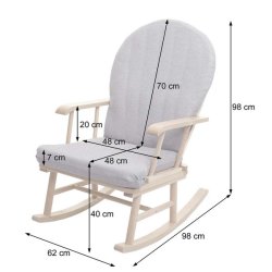 Gyngestol med arml�n - gyngestol i lyst tr� med gr�t stof