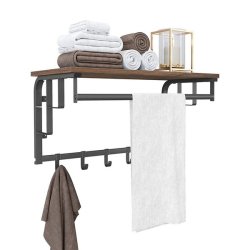 Knager�kke med hattehylde og b�jlestang 66x30 cm - rustik brun