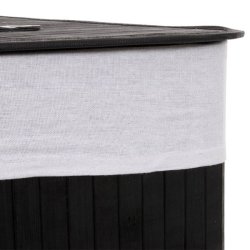 Hjrne vasketjskurv i bambus med vasketjspose - 50 liter - sort