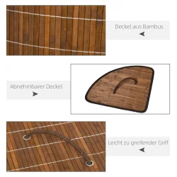 Hjrne vasketjskurv i bambus - 55 liter - mrkebrun