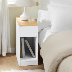 Sidebord - moderne sengebord med opbevaring - hvid - 40x25x60