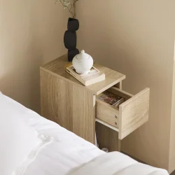 Sidebord - moderne sengebord med opbevaring - brun - 60x35x20