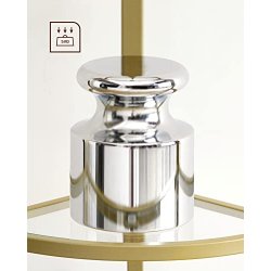 Hjrnereol med 5 hylder - gulvreol med hrdet glas og gyldent stel