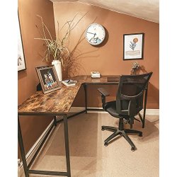 Hjrneskrivebord - L-formet skrivebord - rustik brun 149 x 149