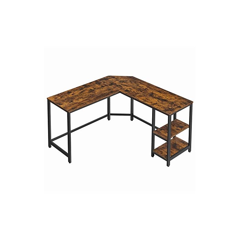 Hjrneskrivebord - L-formet skrivebord - rustik brun 138 x 138