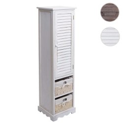 Kommode med 2 kurve og skab - h�j hvid antik vintage kommode