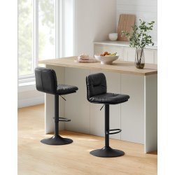 Barstole st af 2 - hje stole med rygln og fodsttte - sort