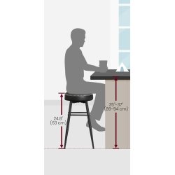 Barstol med kunstlder - st med 2 barstole - sort H63 cm