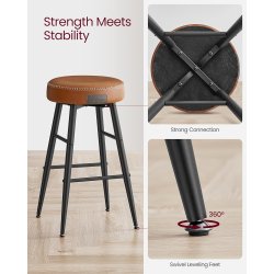 Barstol med kunstlder - st med 2 barstole - brun H63 cm